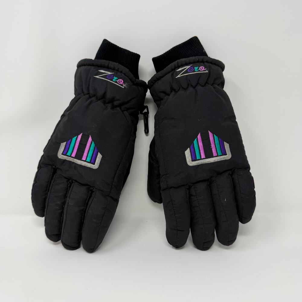 Vintage Zero Thermolite Ski Gloves Leather Palm S Black